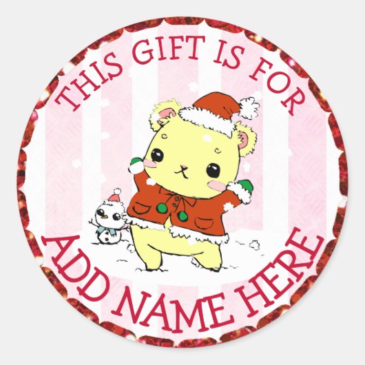 Gepersonaliseerde Kerst Labels Schattigee Vakantie (Voorkant)