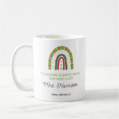 Gepersonaliseerde Kerst Leraren Rainbow Nice List Koffiemok (Links)