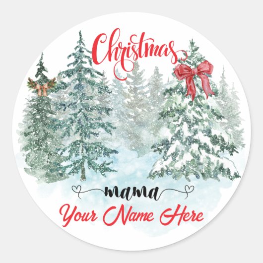 Gepersonaliseerde Kerst Mama Vakantie Custom Mothe Ronde Sticker (Voorkant)