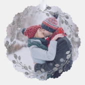 Gepersonaliseerde Kerst man vrouw krans foto Ornament Kaart (Achterkant)