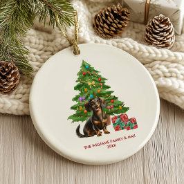 Gepersonaliseerde Kerst met Dachshund hond Keramisch Ornament