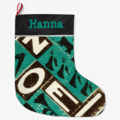 Gepersonaliseerde  kerst met groene noel grote kerstsok (Voorkant)