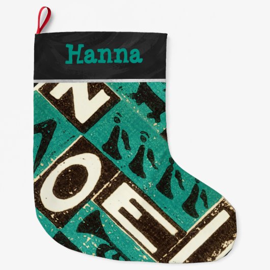 Gepersonaliseerde kerst met groene noel grote kerstsok (Voorkant)