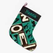 Gepersonaliseerde kerst met groene noel grote kerstsok (Voorkant (Hangend))