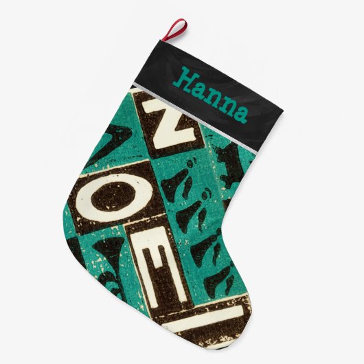 Gepersonaliseerde  kerst met groene noel grote kerstsok (Voorkant (Hangend))