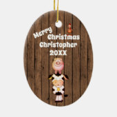 Gepersonaliseerde kerst met kerst op kerst met wil keramisch ornament (Achterkant)