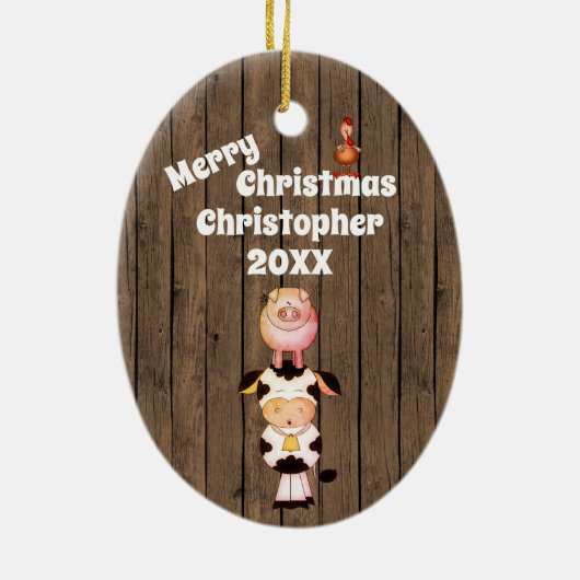 Gepersonaliseerde kerst met kerst op kerst met wil keramisch ornament (Achterkant)
