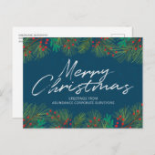 Gepersonaliseerde kerst met kerstmis Holly en Berr Feestdagenkaart (Voorkant / Achterkant)