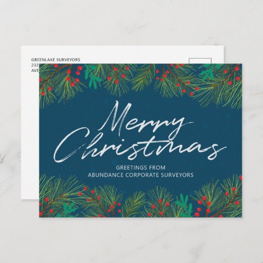 Gepersonaliseerde kerst met kerstmis Holly en Berr Feestdagenkaart (Voorkant / Achterkant)