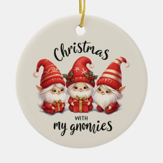 Gepersonaliseerde kerst met mijn Gnomies Keramisch Ornament (Voorkant)