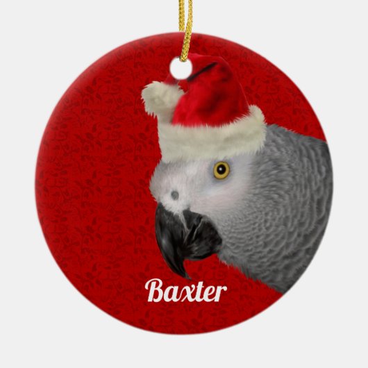 Gepersonaliseerde kerst met papegaai keramisch ornament (Voorkant)