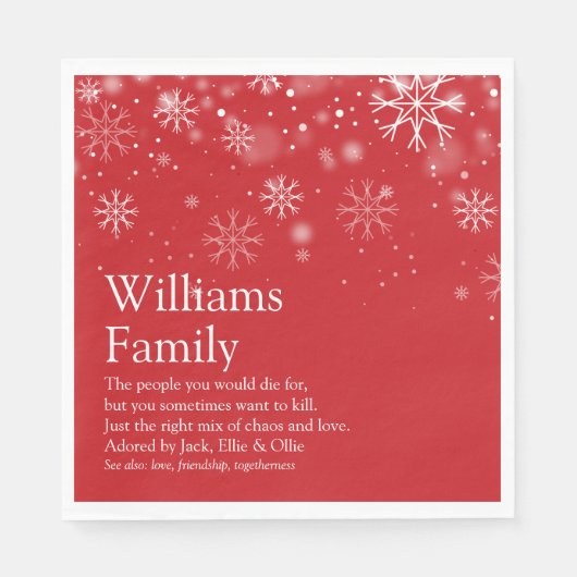 Gepersonaliseerde Kerst met uw Familie Definitie Servet (Voorkant)