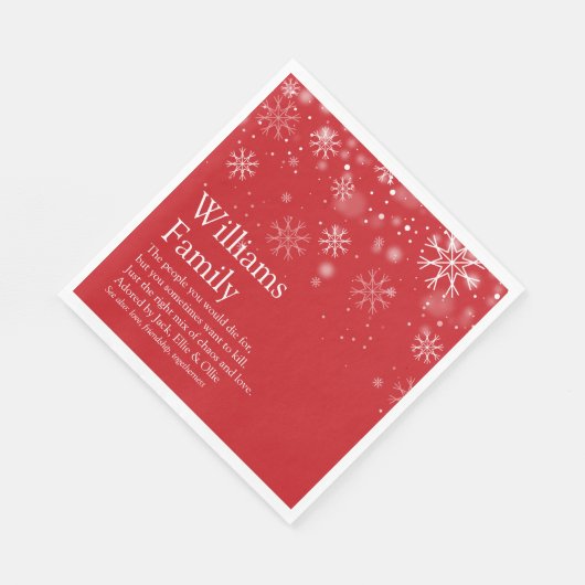 Gepersonaliseerde Kerst met uw Familie Definitie Servet (Hoek)