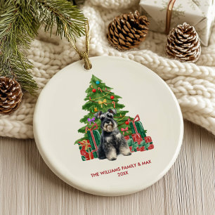Gepersonaliseerde Kerst Miniature Schnauzer hond Keramisch Ornament