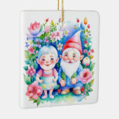 Gepersonaliseerde kerst Mr en Mrs Clause Gnomes Keramisch Ornament (Rechts)