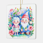 Gepersonaliseerde kerst Mr en Mrs Clause Gnomes Keramisch Ornament (Links)