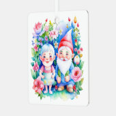 Gepersonaliseerde kerst Mr en Mrs Clause Gnomes Metalen Ornament (Voorkant links)