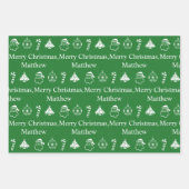 Gepersonaliseerde Kerst Naam Patroon Feestelijk Inpakpapier Vel (Voorkant 2)