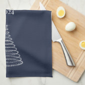Gepersonaliseerde kerst navy blauwe keukenhanddoek (Quarter Fold)