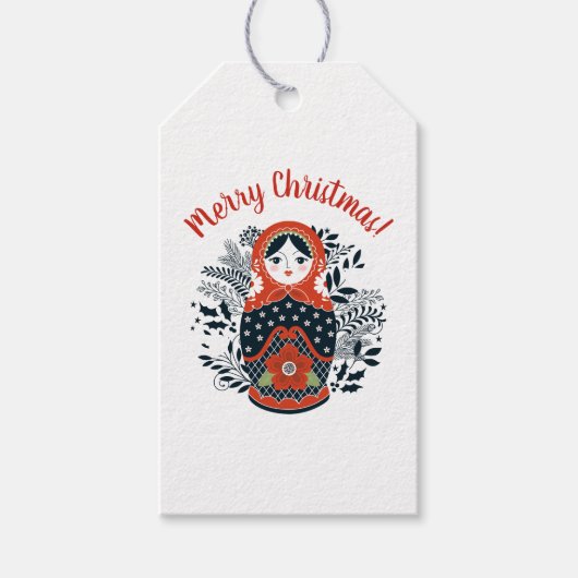 Gepersonaliseerde Kerst Nesting Doll Gift Labels Cadeaulabel (Voorkant)