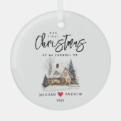 Gepersonaliseerde Kerst Nieuwe Huis Glas Ornament (Voorkant)