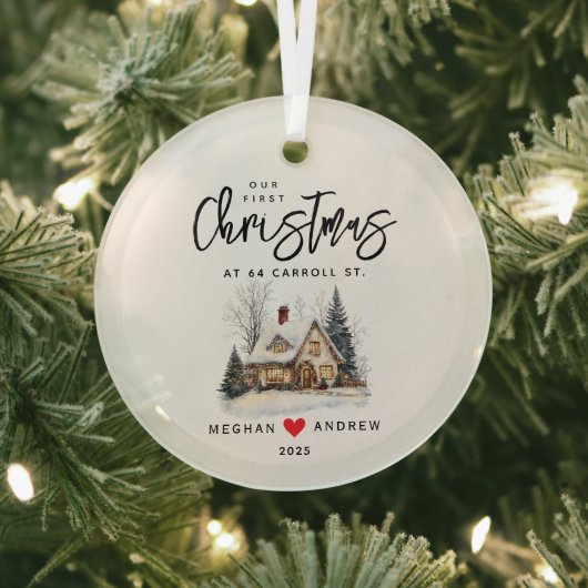 Gepersonaliseerde Kerst Nieuwe Huis Glas Ornament (Insitu)