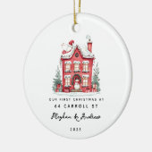 Gepersonaliseerde Kerst Nieuwe Huis Keramisch Ornament (Links)