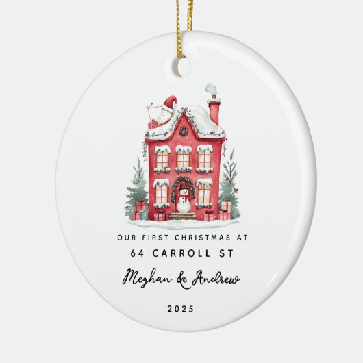 Gepersonaliseerde Kerst Nieuwe Huis Keramisch Ornament (Links)