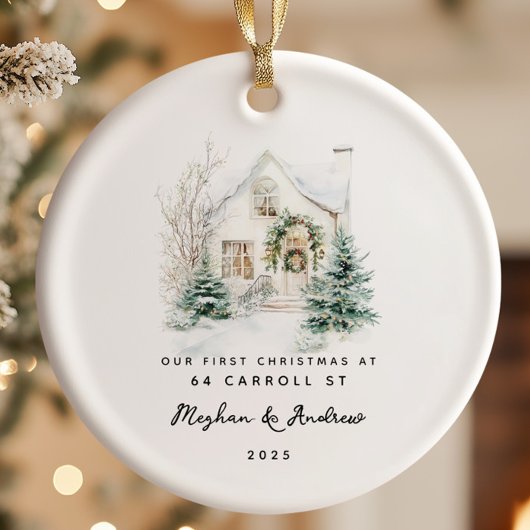Gepersonaliseerde Kerst Nieuwe Huis Keramisch Ornament