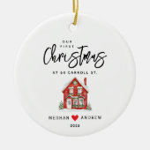 Gepersonaliseerde Kerst Nieuwe Huis Keramisch Ornament (Voorkant)