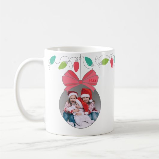 Gepersonaliseerde Kerst Ornament Foto Mok (Links)