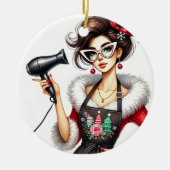 Gepersonaliseerde Kerst Ornament voor Kapper (Voorkant)