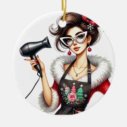 Gepersonaliseerde Kerst Ornament voor Kapper (Voorkant)