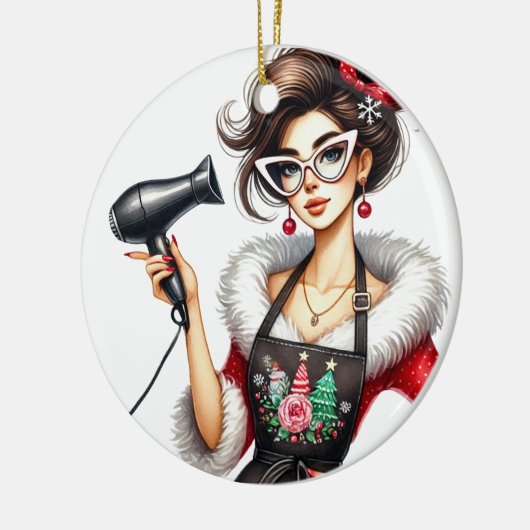 Gepersonaliseerde Kerst Ornament voor Kapper (Links)