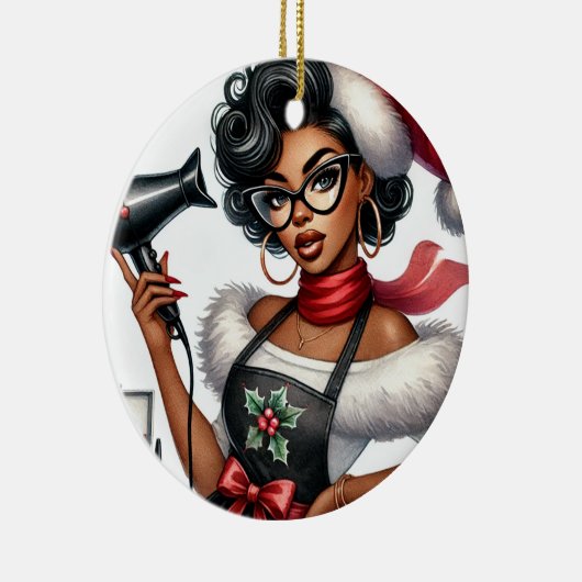 Gepersonaliseerde Kerst Ornament voor Kapper (Rechts)