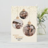 Gepersonaliseerde Kerst ornamenten foto's Feestdagenkaart (Staand voorkant)