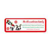 Gepersonaliseerde kerst panda's Adresetiketten Etiket (Voorkant)