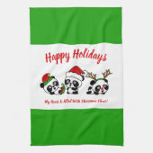 Gepersonaliseerde kerst panda's keukenhanddoek (Verticaal)
