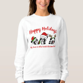 Gepersonaliseerde kerst panda's lange mouw trui