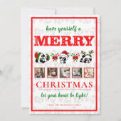 Gepersonaliseerde Kerst Panda's Vakantie Kaart (Voorkant)