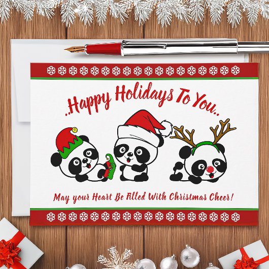 Gepersonaliseerde Kerst Panda's Vakantie Kaart