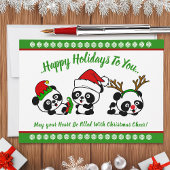 Gepersonaliseerde Kerst Panda's Vakantie Kaart