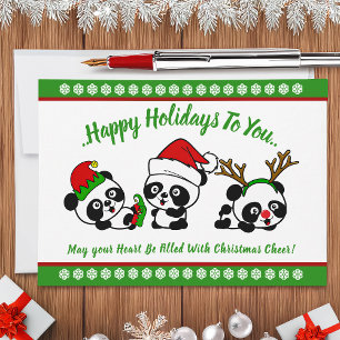 Gepersonaliseerde Kerst Panda's Vakantie Kaart