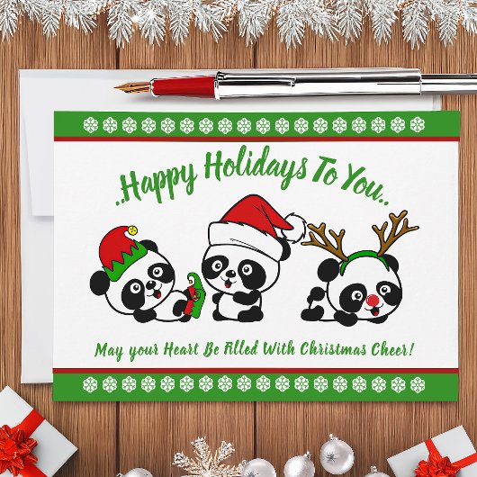Gepersonaliseerde Kerst Panda's Vakantie Kaart