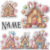 Gepersonaliseerde Kerst peperkoek huizen Sticker (Voorkant)