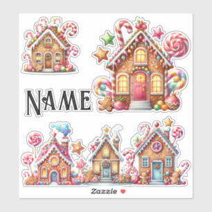 Gepersonaliseerde Kerst peperkoek huizen Sticker