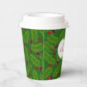 Gepersonaliseerde kerst Pinecones & Berries Papieren Bekers (Rechts)