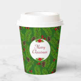 Gepersonaliseerde kerst Pinecones & Berries Papieren Bekers