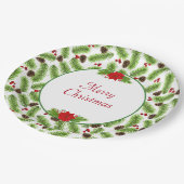 Gepersonaliseerde kerst Pinecones & rode bessen Papieren Bordje (Gekanteld)