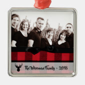 Gepersonaliseerde Kerst Plaid Herten FOTO Ornament (Voorkant)
